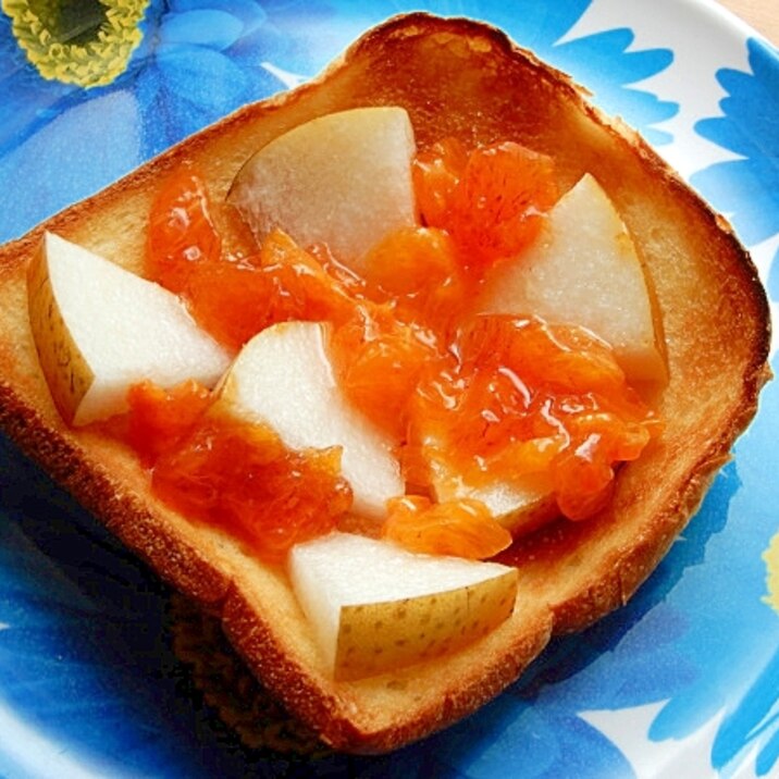 ５，６分！パン耳で❤秋のグリルトースト（熟した柿）